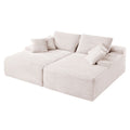 Artiss 210cm Corduroy Chaise Lounge Sectional Sofa Beige