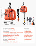 Electric Hoist Winch 700kg 1500W 7.6m Lifting Height Manual Remote