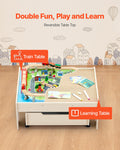 Wooden Train Table 100pc Activity Set w/ Storage Drawer