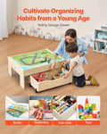 Wooden Train Table 100pc Activity Set w/ Storage Drawer
