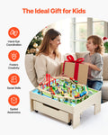 Wooden Train Table 100pc Activity Set w/ Storage Drawer