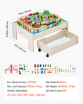 Wooden Train Table 100pc Activity Set w/ Storage Drawer