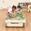 Wooden Train Table 100pc Activity Set w/ Storage Drawer