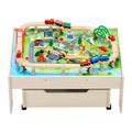 Wooden Train Table 100pc Activity Set w/ Storage Drawer