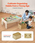 Wooden Train Table 84 Pieces Kids Activity Multi-Colour Storage Bin