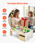 Wooden Train Table 84 Pieces Kids Activity Multi-Colour Storage Bin