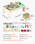 Wooden Train Table 84 Pieces Kids Activity Multi-Colour Storage Bin