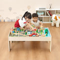 Wooden Train Table 84 Pieces Kids Activity Multi-Colour Storage Bin