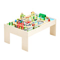 Wooden Train Table 84 Pieces Kids Activity Multi-Colour Storage Bin