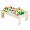 Wooden Train Table 84 Pieces Kids Activity Multi-Colour Storage Bin