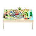 Wooden Train Table 84 Pieces Kids Activity Multi-Colour Storage Bin