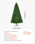 1.8m Artificial Christmas Tree 1250 Branch Tips Metal Base Home