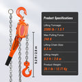 Manual Lever Chain Hoist, 1-1/2 Ton 3300 lbs Capacity 10 FT Come Along, G80 Galvanized Carbon Steel with Weston Double-Pawl Brake,Auto Chain Leading & 360° Rotation Hook, for Garage Factory Dock