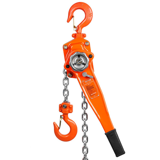 Manual Lever Chain Hoist, 1-1/2 Ton 3300 lbs Capacity 10 FT Come Along, G80 Galvanized Carbon Steel with Weston Double-Pawl Brake,Auto Chain Leading & 360° Rotation Hook, for Garage Factory Dock