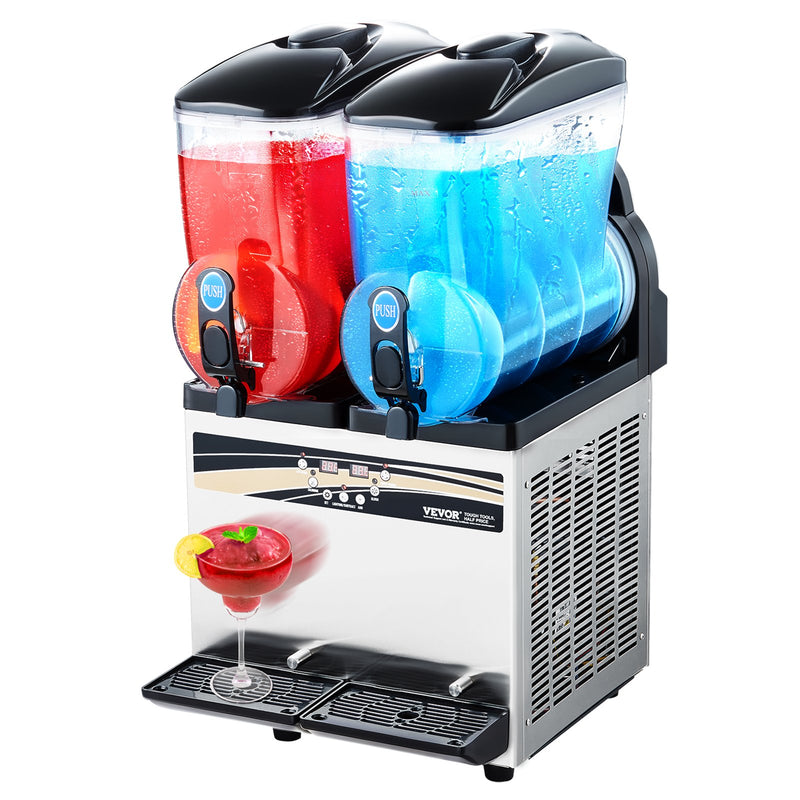 Frozen Drink Maker 15L Double Tank Slushy Machine Stainless Steel