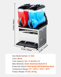 Frozen Drink Maker 15L Double Tank Slushy Machine Stainless Steel