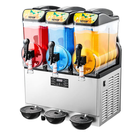 Commercial Frozen Drink Maker 15L Triple Tank Slushy Machine Stainless Steel