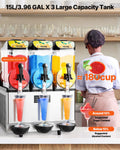 Commercial Frozen Drink Maker 15L Triple Tank Slushy Machine Stainless Steel