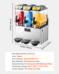 Commercial Frozen Drink Maker 15L Triple Tank Slushy Machine Stainless Steel