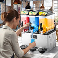 Commercial Frozen Drink Maker 15L Triple Tank Slushy Machine Stainless Steel