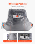 Large Reading Pillow Shredded Memory Foam Grey Velvet 3 Pockets Handle