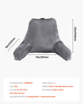 Large Reading Pillow Shredded Memory Foam Grey Velvet 3 Pockets Handle