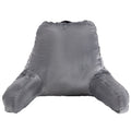 Large Reading Pillow Shredded Memory Foam Grey Velvet 3 Pockets Handle