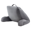 Large Reading Pillow Shredded Memory Foam Grey Velvet 3 Pockets Handle
