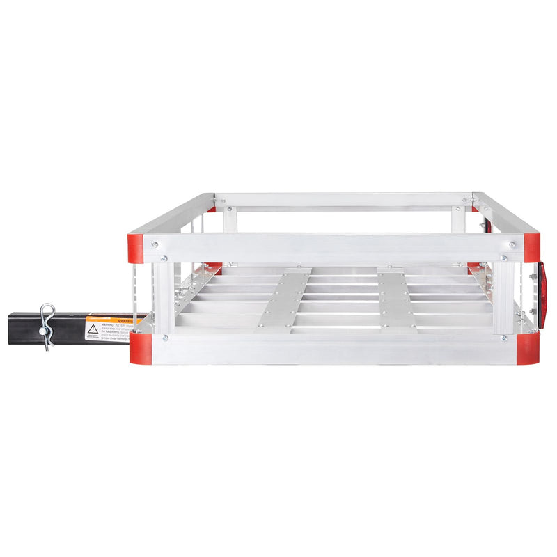 49.4 x 22.4 x 7.1 in Hitch Cargo Carrier, 500lb Capacity Trailer Hitch Mount Aluminum Cargo Basket, Luggage Carrier Rack Fits 2