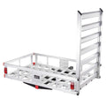 50 x 29.5 x 8.7 in Hitch Cargo Carrier, 500lb Capacity Trailer Hitch Mount Aluminum Cargo Basket with Folding Ramp, Luggage Carrier Rack Fits 2