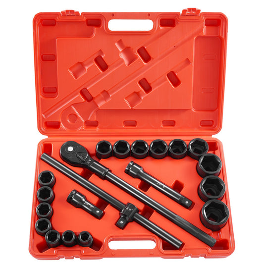 3/4" Drive Impact Socket Set 21pc SAE 3/4-2" Cr-V Steel Auto