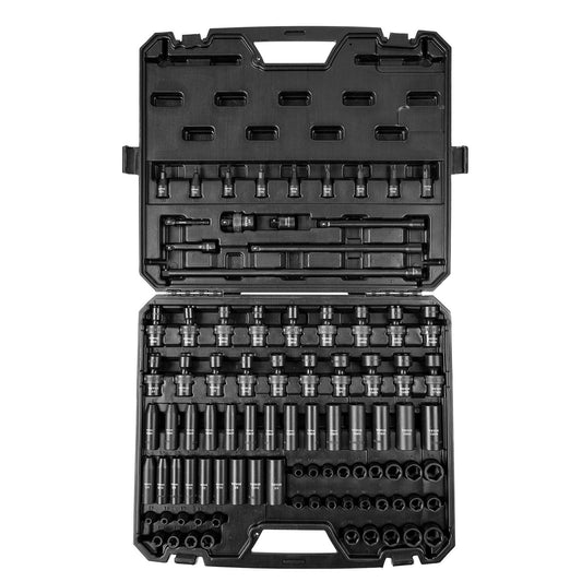 3/8" Drive Impact Socket Set 90 Piece SAE Metric Cr-Mo Steel