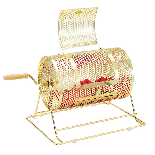 Raffle Drum 11.6" Brass Plated Spinning Cage Metal Lottery 2500 Tickets