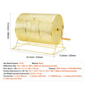 Raffle Drum, 16.1 x Ø12 inch Brass Plated Raffle Ticket Spinning Cage, Holds 5000 Tickets or 200 Ping Pong Balls, Metal Lottery Spinning Drawing with Wooden Turning Handle, for Bingo Ballot Part
