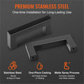 10x Cabinet Pulls 76mm Stainless Steel Matte Black Square Kitchen