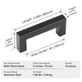10x Cabinet Pulls 76mm Stainless Steel Matte Black Square Kitchen