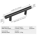 30 Pack Cabinet Pulls 76mm Stainless Steel Matte Black