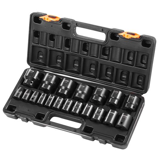 Impact Socket Set 1/2" Drive 19pc SAE 6-point 3/8"-1-1/2" Hex