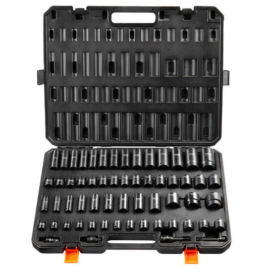 Impact Sockets Set 59pcs 6-Point 3/8" 1/2" Drive Ratchet
