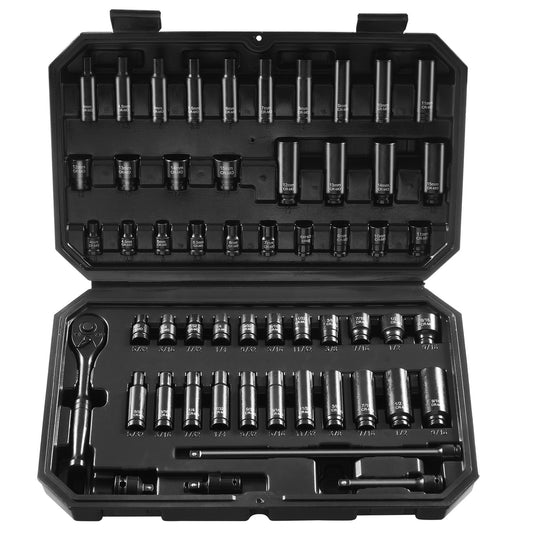 1/4" Drive Impact Socket Set 55 Piece SAE Metric Auto Repair