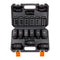 Impact Sockets Set 9pcs 6-Point 1/2in Metric Drive Bit Ratchet Tool Kit