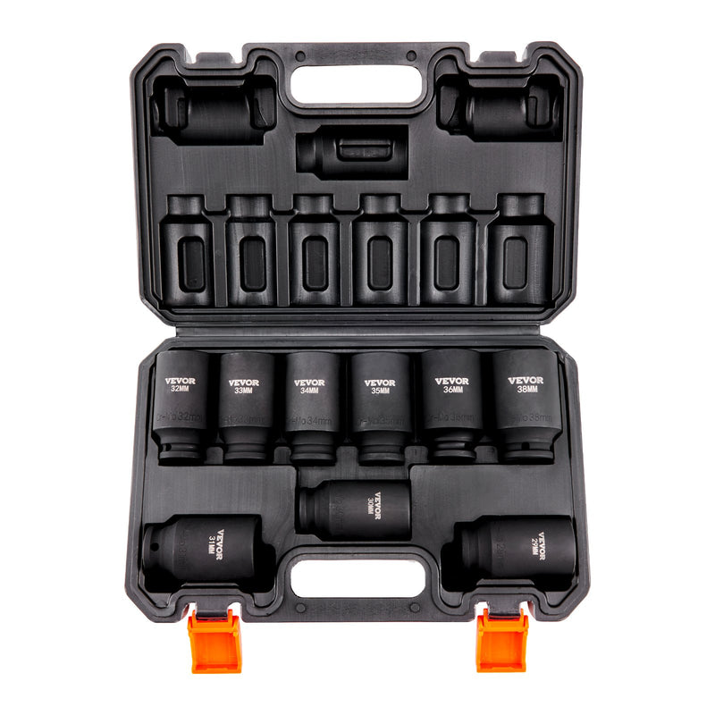 VEVOR Impact Sockets Set 9pcs 1/2in 6-Point Metric Ratchet