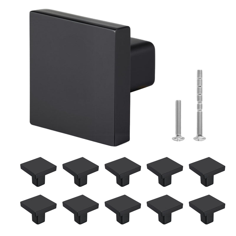 Cabinet Knobs 10 Pack 30mm Black Zinc Alloy Drawer Pulls