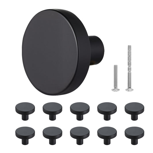 10 Pack 32mm Black Zinc Alloy Cabinet Knobs Drawer Pulls Handles