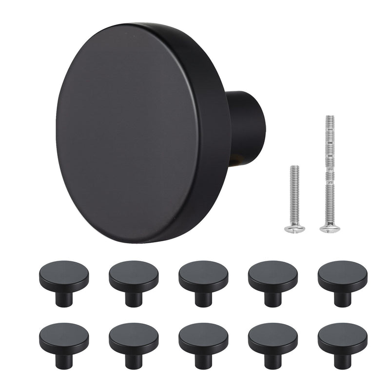 10 Pack 32mm Black Zinc Alloy Cabinet Knobs Drawer Pulls Handles