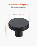 10 Pack 32mm Black Zinc Alloy Cabinet Knobs Drawer Pulls Handles