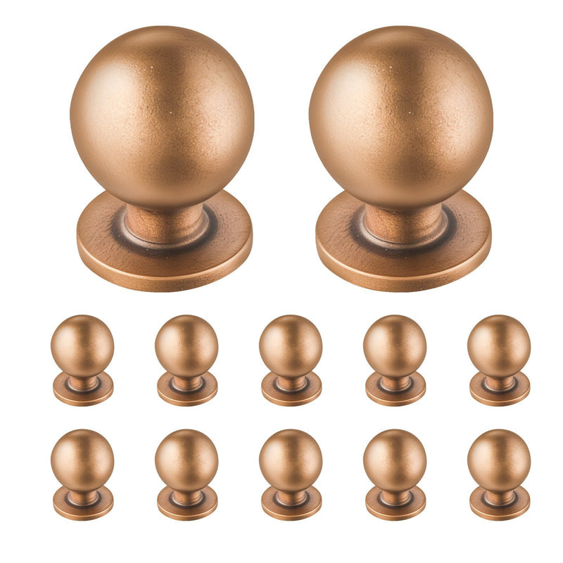 Cabinet Knobs 12 Pack 25mm Zinc Alloy Drawer Pulls Antique Brass