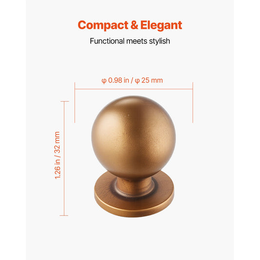 Cabinet Knobs, 12 Pack, 25 mm Zinc Alloy Drawer Pulls Door Handles, Round Kitchen Dresser Solid Knobs Cupboard Hardware with Screws for Bathroom Closet Cabinets Drawers, Antique Brass Color