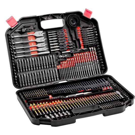 Drill Bit Set 246pc Wood Metal Cement Screwdriver Bits Carry Case
