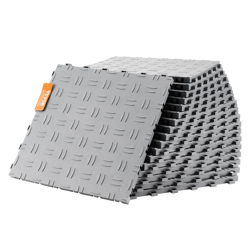Garage Tiles Interlocking 305x305mm 25 Pack Silver Non-Slip Floor